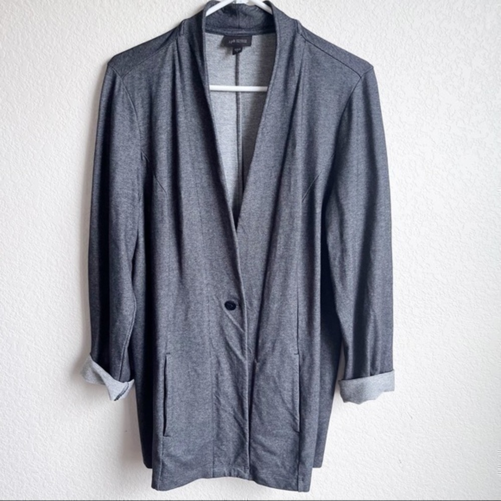 J. Jill Blazer Relaxed Soft Casual Chambray Roll Sleeve Single Button, Medium